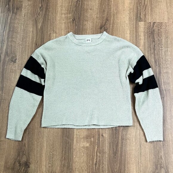 John + Jenn Super Soft Varsity Striped Crewneck Cropped Sweater Sz S - Picture 6 of 13